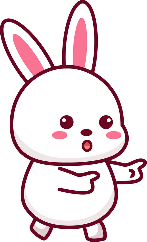 cute rabbit or bunny with pointing finger cartoon vector